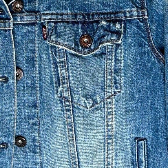 Levi’s trucker boyfriend jacket denim retro women’s med - Picture 2 of 5